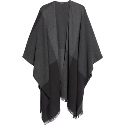 Akris Check Wool & Cashmere Cape In Gray