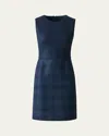 Akris Check Wool Double-face Sleeveless A-line Dress In Blue