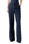 Akris Fior Check Wool Flannel Wide-leg Trousers In Blue