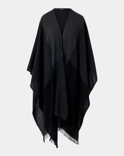 Akris Check Wool-cashmere Cape Scarf In Black