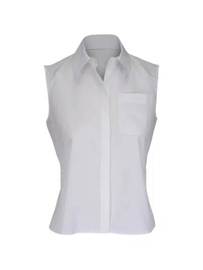 Akris Chest-pocket Sleeveless Blouse In White