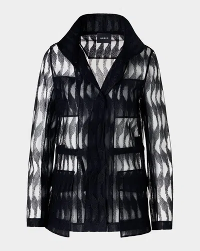 Akris Chianti Embroidered High Plains Sheer Tulle Jacket In Black