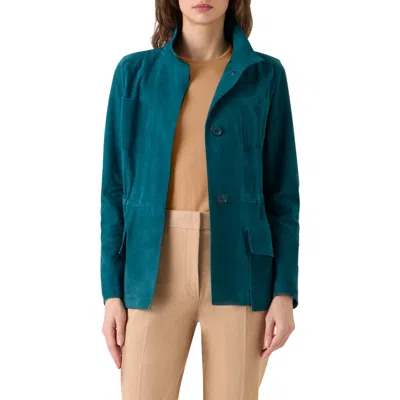 Akris Chianti Suede Jacket In Blue