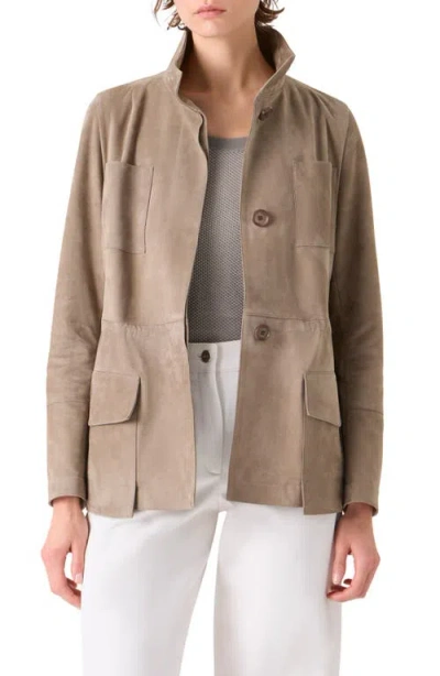 Akris Chianti Suede Jacket In Brown