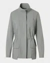 Akris Chianti Wool Knit Safari Jacket In Gray