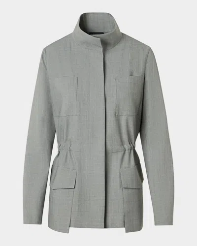 Akris Chianti Wool Knit Safari Jacket In Gray