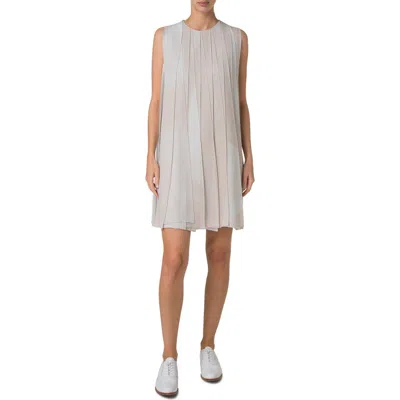 Akris Chiaroscuro Print Silk Georgette Shift Dress In Greige