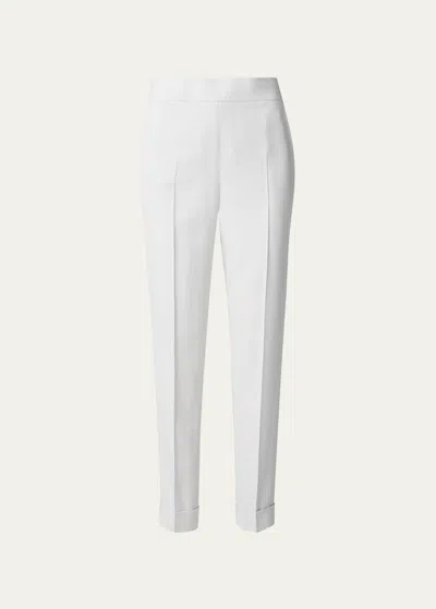 Akris Chris Conical-leg Crepe Pants In Ecru