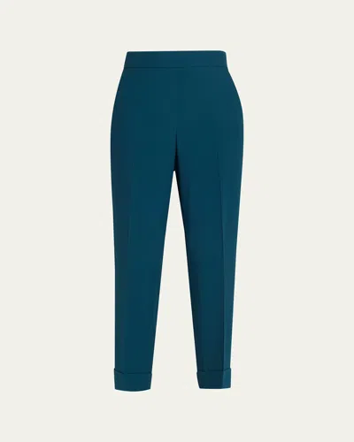 Akris Chris Cool Wool Tapered-leg Ankle Pants In Blue