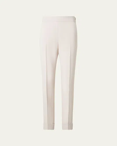 Akris Chris Crepe Tapered-leg Cuffed Pants In Sand