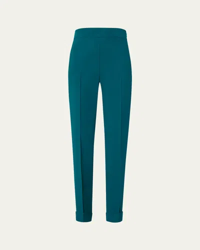 Akris Chris Crepe Tapered-leg Cuffed Pants In Blue