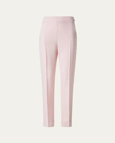 Akris Chris Crepe Tapered-leg Cuffed Pants In Pale Pink