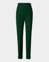 Akris Chris Crepe Tapered-leg Cuffed Pants In Pine Green