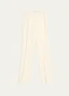 Akris Chris Pleated Straight-leg Pants In Ecru