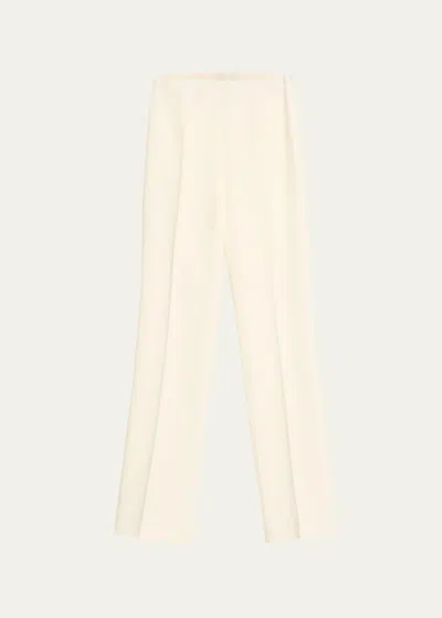 Akris Chris Pleated Straight-leg Pants In White