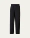 Akris Chrissa Drawstring Tapered Leg Silk Pants In Black