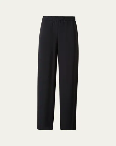 Akris Chrissa Drawstring Tapered Leg Silk Pants In Black