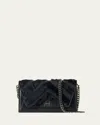 Akris City Leather Chevron Fur Shoulder Bag In Black