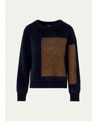 Akris Cloud Cashmere Oro Lienzo Jacquard Crewneck Sweater In Multi