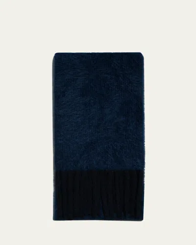Akris Cloud Cashmere Rib Fringe Scarf In Blue