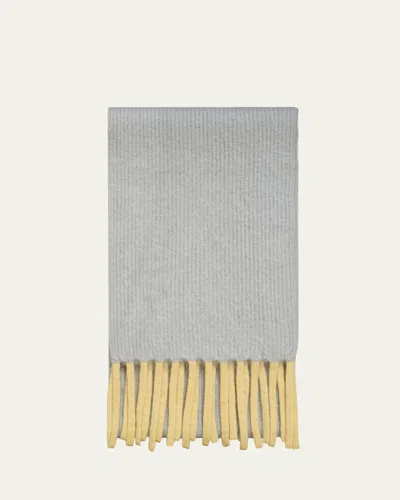 Akris Cloud Cashmere Rib Fringe Scarf In Gray