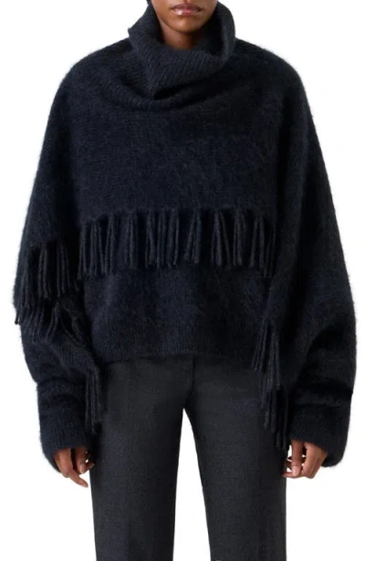 Akris Cloud Fringe Cashmere Sweater In Blue
