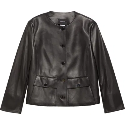 Akris Collarless Lambskin Leather Jacket
