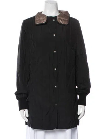 Pre-owned Akris Colorblock Pattern Coat In Black