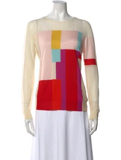 Pre-owned Akris Colorblock Pattern Crew Neck Sweater In Neutrals