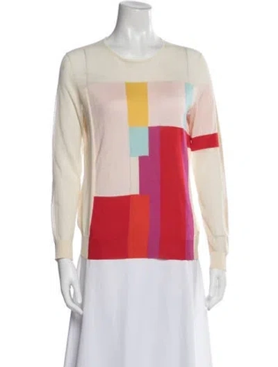 Pre-owned Akris Colorblock Pattern Crew Neck Sweater In Neutrals