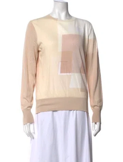 Pre-owned Akris Colorblock Pattern Crew Neck Top In Neutral