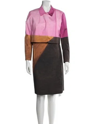 Pre-owned Akris Colorblock Pattern Dress Set In Pink