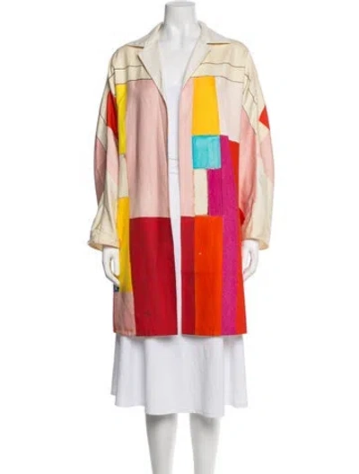 Pre-owned Akris Colorblock Pattern Jacket In Neutrals/orange/pink