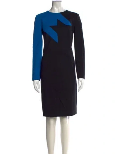Pre-owned Akris Colorblock Pattern Knee-length Dress In Black