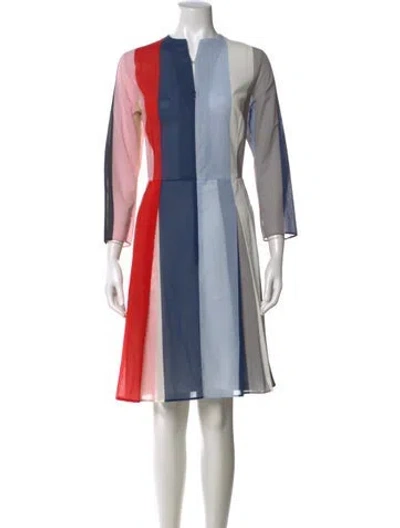 Pre-owned Akris Colorblock Pattern Knee-length Dress In Blue