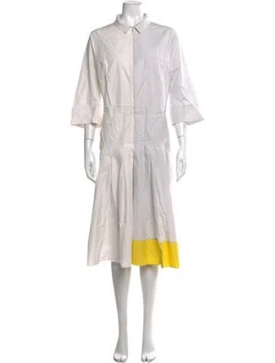 Pre-owned Akris Colorblock Pattern Midi Length Dress In Neutrals