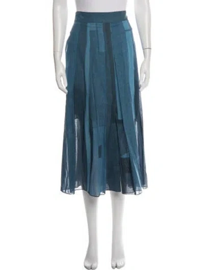 Pre-owned Akris Colorblock Pattern Midi Length Skirt In Blue
