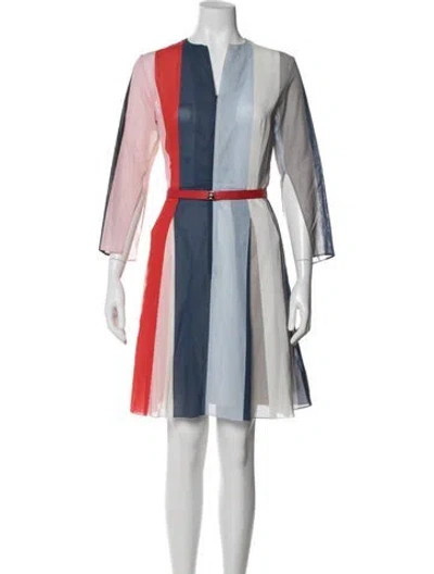 Pre-owned Akris Colorblock Pattern Mini Dress In Blue