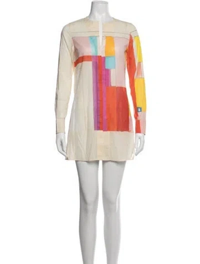 Pre-owned Akris Colorblock Pattern Mini Dress In Multicolor