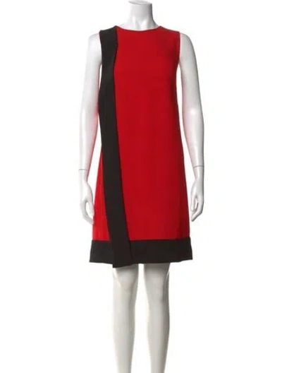Pre-owned Akris Colorblock Pattern Mini Dress In Red