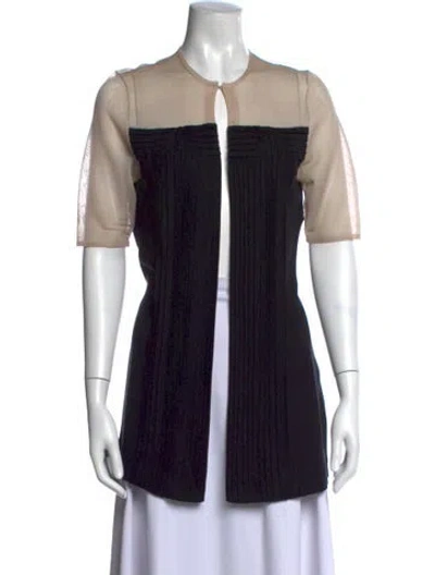 Pre-owned Akris Colorblock Pattern Open Front Sweater In Black
