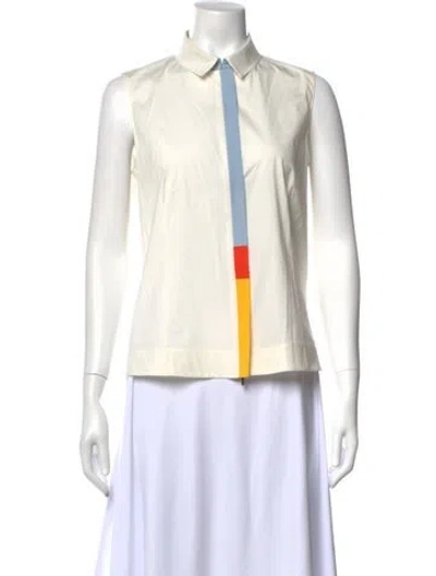 Pre-owned Akris Colorblock Pattern Sleeveless Blouse In Neutral