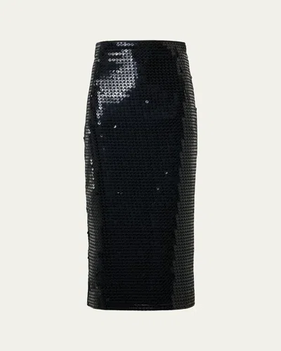 Akris Corded Sequin Midi Skirt In Black