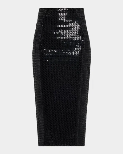 Akris Corded Sequin Midi Skirt In Black