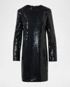 Akris Corded Sequin Short Cocktail Dress In Black