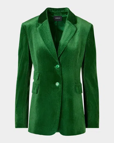 Akris Corduroy Single-breasted Jacket In Amazon Green