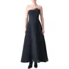 Akris Flower Corsage Strapless Organza Gown In Black