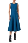 AKRIS AKRIS COTTON & SILK BLEND DOUBLE FACE FIT & FLARE MIDI DRESS