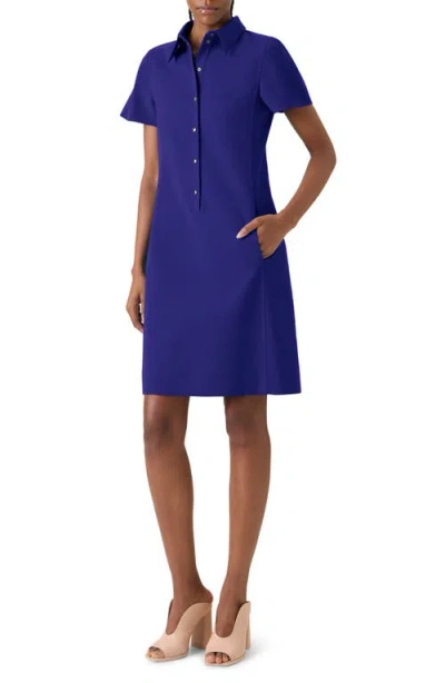 Akris Cotton & Silk Blend Double Face Polo Dress In Blue