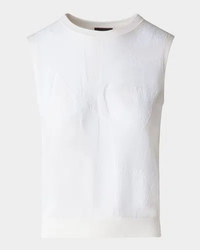 AKRIS COTTON-BLEND JACQUARD TRAPEZE RAYONNANT KNIT TOP